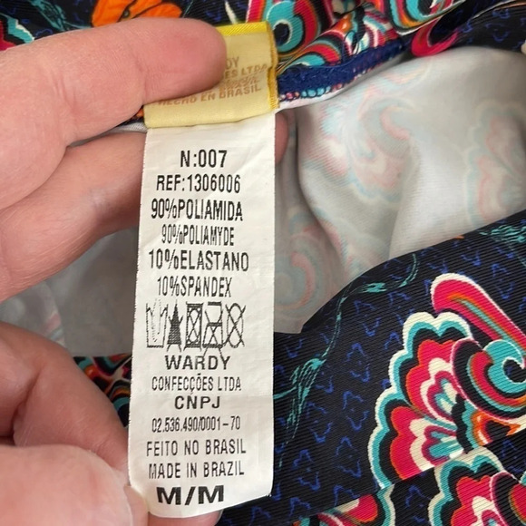 LIQUIDO Floral Yoga 7/8 Leggings Navy Orange Teal Red White Midrise Funky Fun M - Picture 7 of 9